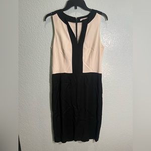 BANANA REPUBLIC Black & Cream Color Block Sleeveless Shift Dress Size 10
